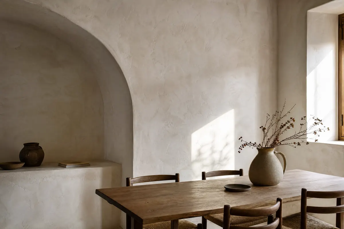 Comedor con estuco de cal