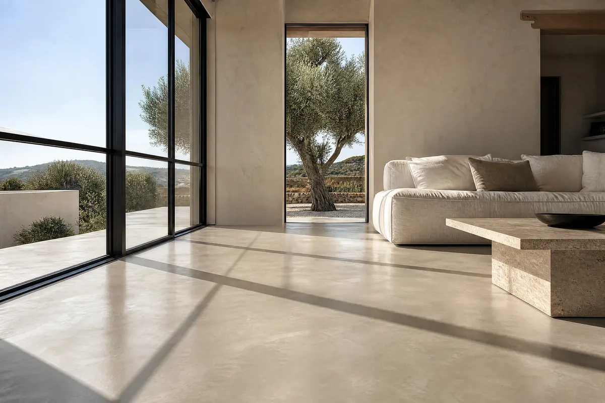 Salón con suelo continuo